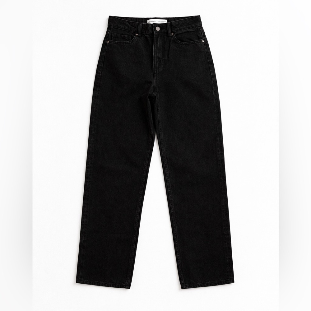 Bershka Black Straight Leg Jeans High Rise Minimalist Y2K Size 4